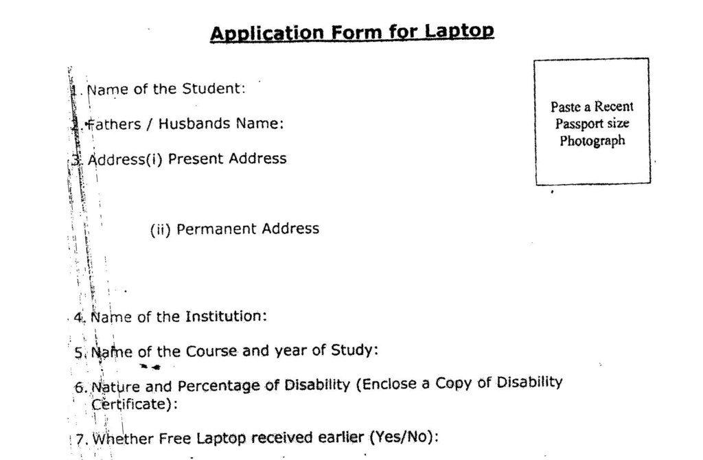 Application form for Laptop Odisha Job Portal copy