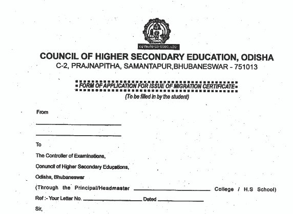 CHSE Odisha Migration Certificate PDF Download 2024 ! Council of Higher Secondary Education Migration Certificate