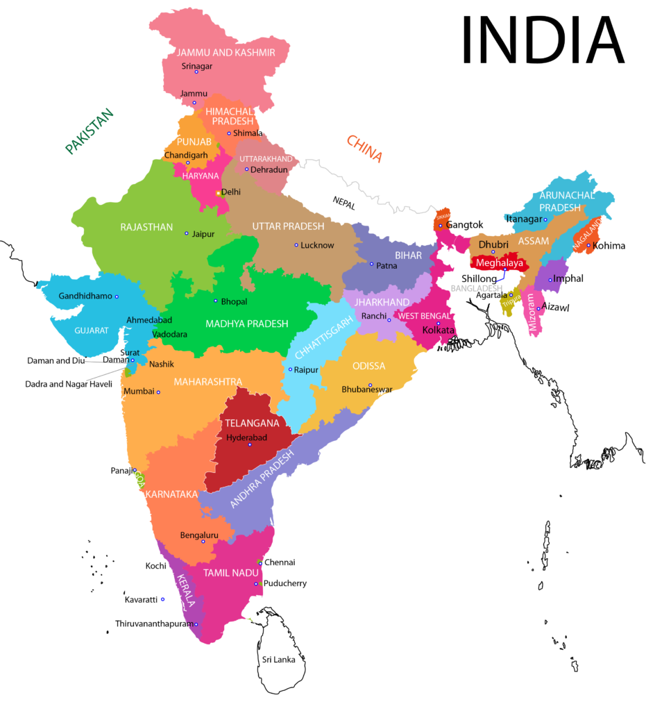 India Map with States and Capitals
